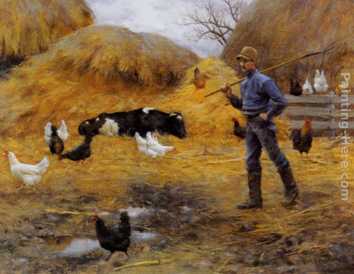 In The Barnyard painting - Charles Courtney Curran In The Barnyard art painting